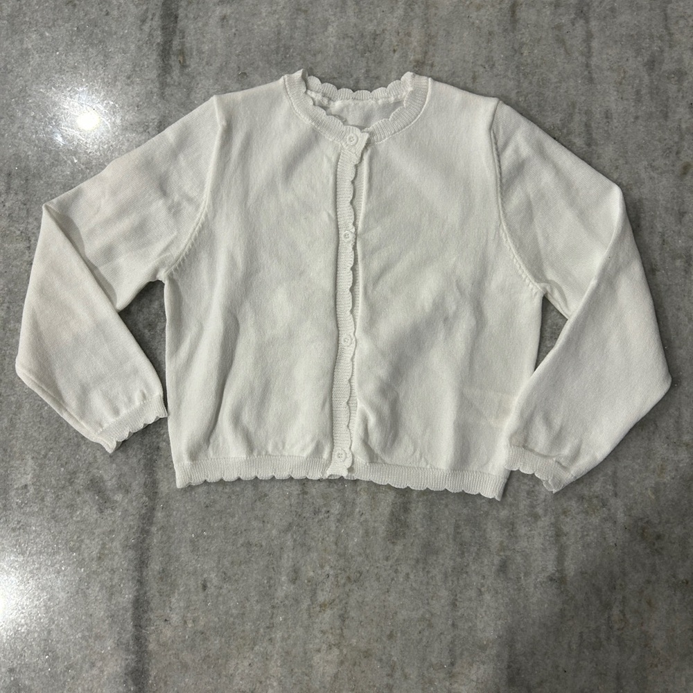 Girl’s White Button-Up Cardigan